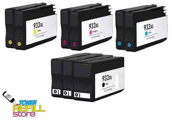 Toner Refill Store Compatible HP 932XL & 933XL 9-Set High Yield Ink Cartridges for Hewlett Packard: 3 Black & 2 each of Cyan - Magenta - Yellow