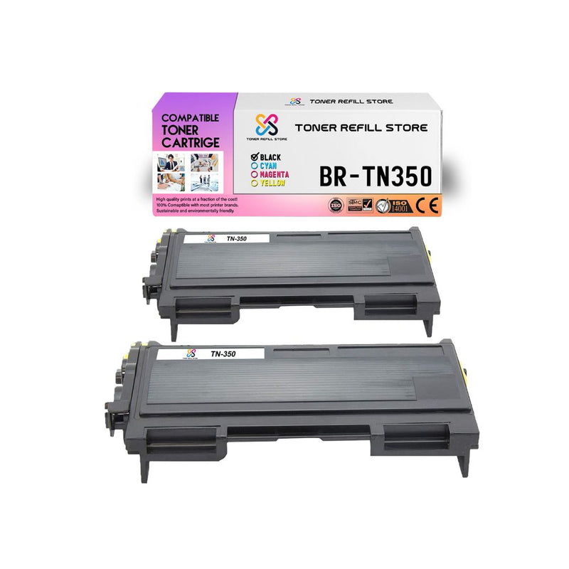 Brother TN-350 TN350 2 Pack High Yield Compatible Toner Cartridges