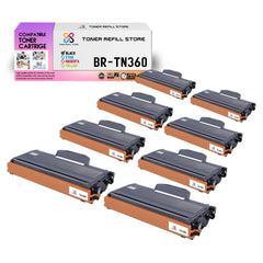 Brother TN-360 TN360 8 Pack High Yield Compatible Toner Cartridges
