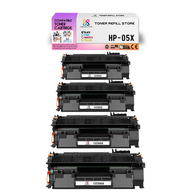 4-Pack Premium Compatible CE505X 05X High Yield Toner Cartridge for HP P2055 P2055N