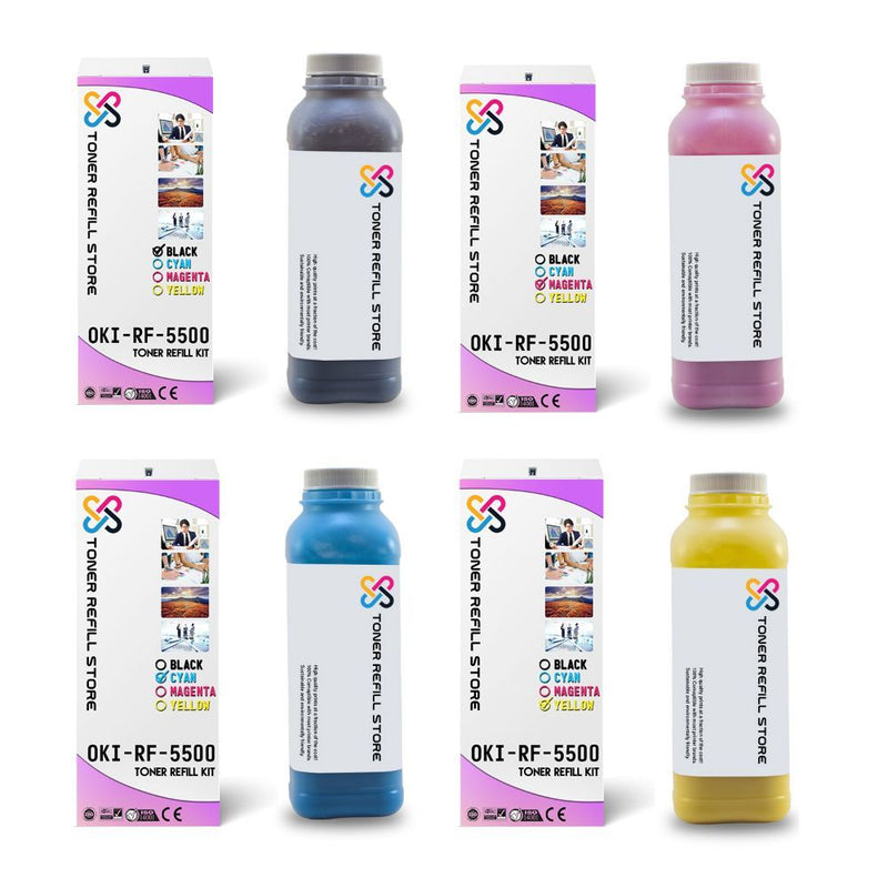 Okidata C5500 Glossy High Yield Toner Refill Kit 4 Pack With Chip