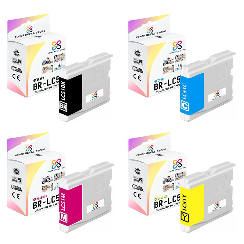 Brother LC51 LC-51 4 Pack Compatible Ink Cartridges (BK, C,Y,M)