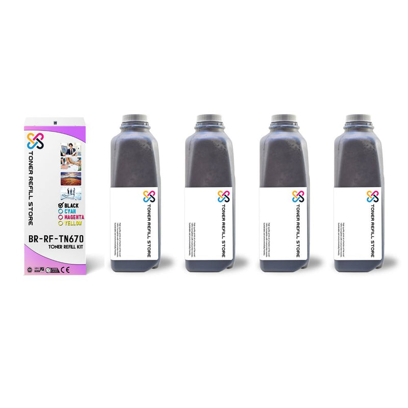 Brother TN-670 High Yield Black Toner Refill Kit 4 Pack