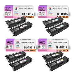 8 Pack TN-315 TN315BK TN315C TN315Y TN315M Toner Cartridges for Brother HL-4570cdw