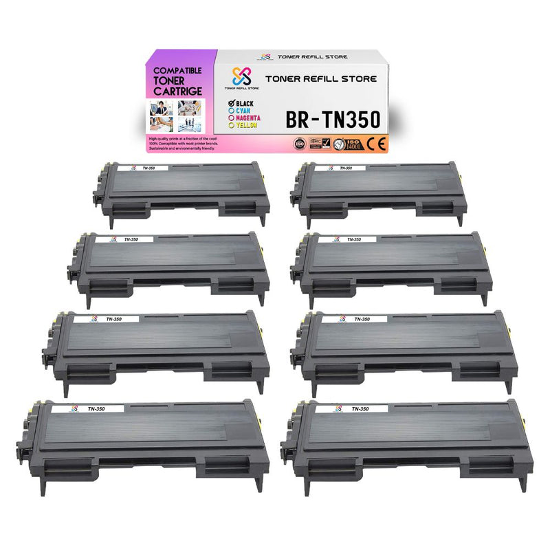 Brother TN-350 TN350 8 Pack High Yield Compatible Toner Cartridges