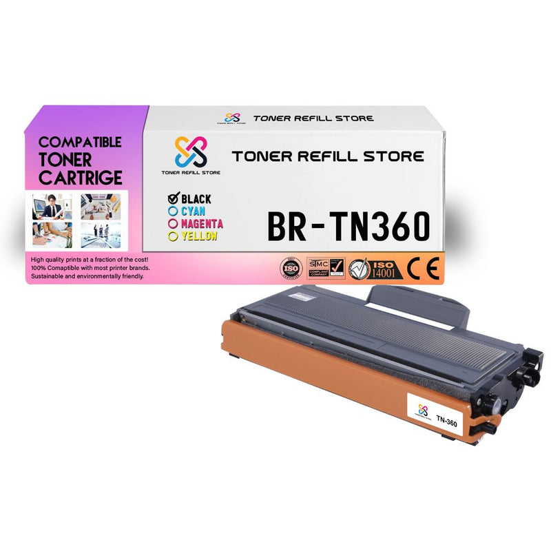 Brother TN-360 TN360 2 Pack High Yield Compatible Toner Cartridges