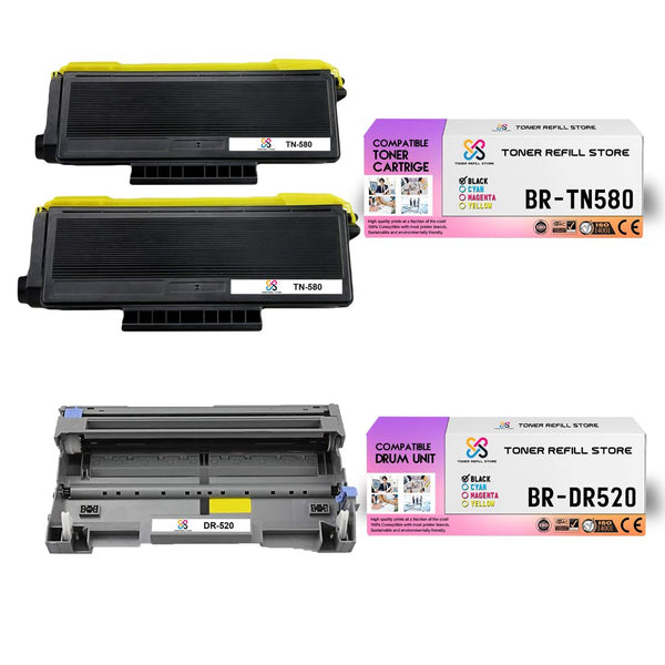 2x TN580 Toner + 1x DR520 Drum – Compatible 3-Pack For Brother Laser Printers