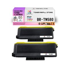 2-Pack Premium Compatible TN-580 High Yield Toner Cartridge for the Brother HL-5250