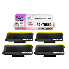 4-Pack Premium Compatible TN-580 High Yield Toner Cartridge for the Brother HL-5250