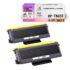 2 Pack TN650 TN-650 Toner Cartridges For Brother HL-5350DN HL-5370DW HL-5380DN