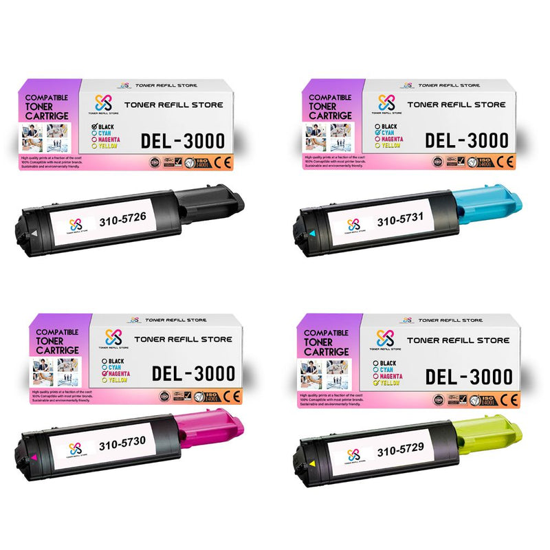 Dell 3000 3100 3100cn 4 Pack Compatible Toner Cartridges