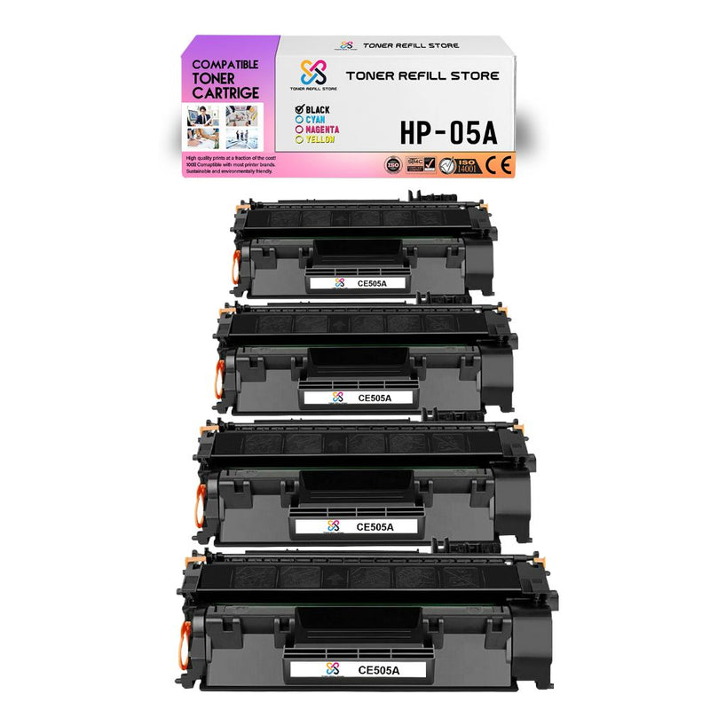 4-Pack Premium Compatible CE505A 05A Toner Cartridge for HP LaserJet P2055 P2055N