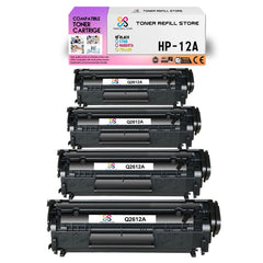4 Pack Compatible Q2612A 12A Toner Cartridges for HP LaserJet 1012 1018 1020
