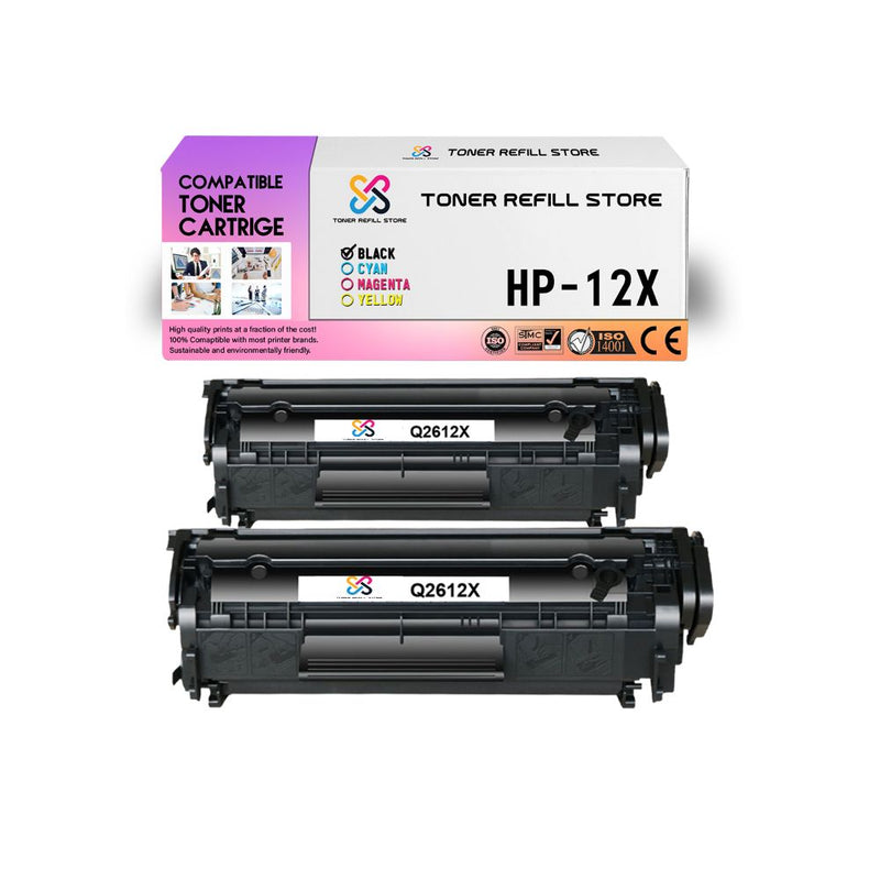 2-Pack Premium Compatible Q2612X High Yield Toner Cartridge for the HP 1010 1012