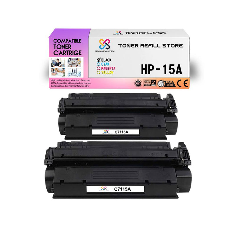 Compatible HP C7115A 15A 2 Pack Toner Cartridges for LaserJet 3300 1200 1220 3310