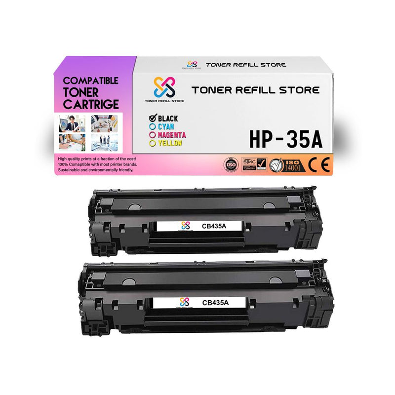 HP LaserJet CB435A P1005 P1006 2 Pack Compatible Toner Cartridges