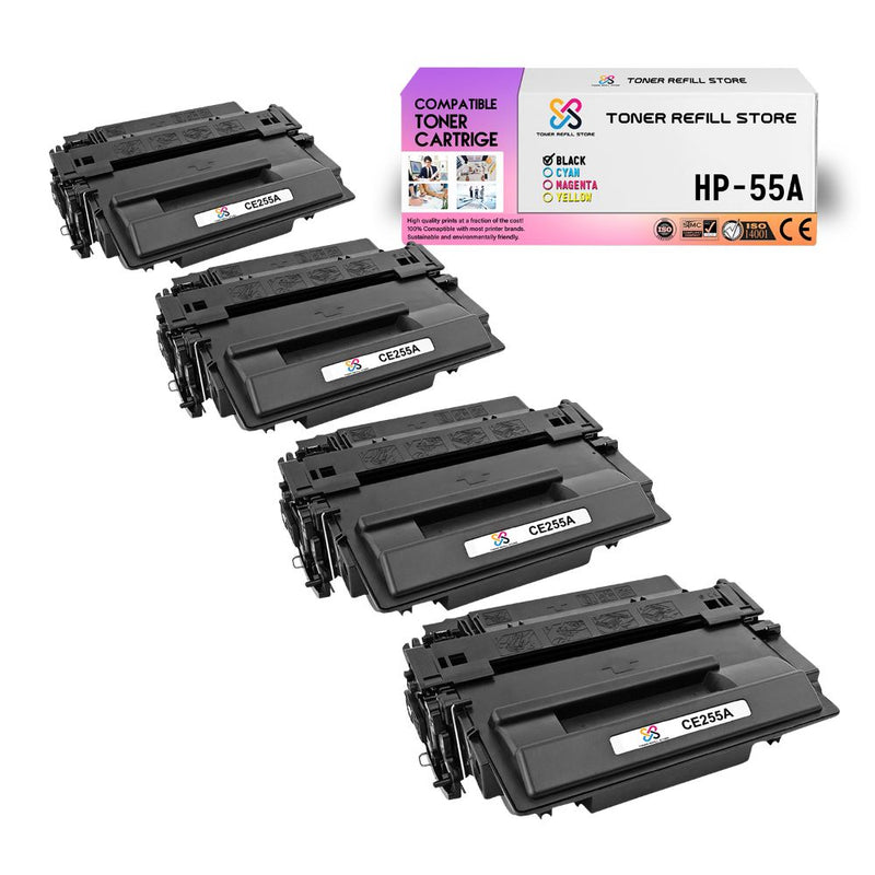 4 Pack Premium Compatible CE255A Toner Cartridge for the HP LaserJet P3010 P3015