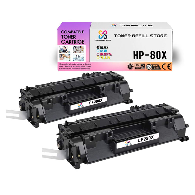 2 Pack HP CF280X (80X) High Yield Toner Cartridges for the HP LaserJet Pro 400 M401dn M401dw M401n M425dn