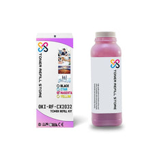 Okidata CX2032 CX2032mfp Magenta Toner Refill With Reset Chip