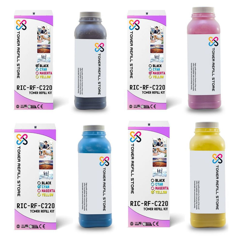 Ricoh Aficio SP C220 C221 C222 4 Pack Refill With Chips