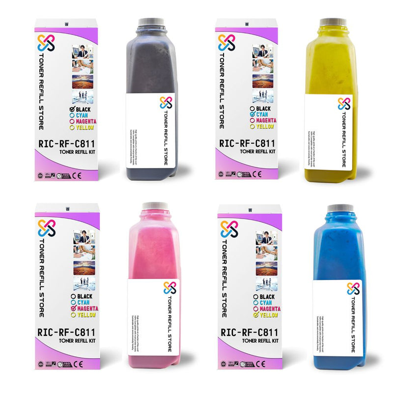 Ricoh Aficio SPC 811 SP C811 4 Pack Toner Refill With Chips