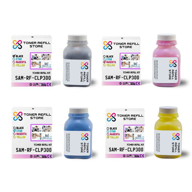 Black Toner Refill Kit 4 Pack With Chips Compatilble with the Samsung CLP-300N