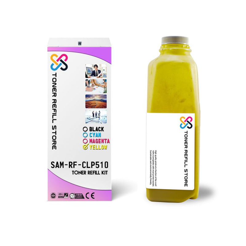 Yellow Toner Refill Kit With Reset Chip compatible with the Samsung CLP-510
