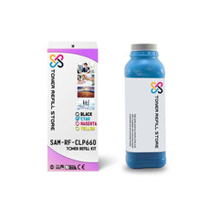 Cyan Toner Refill Kit With Reset Chip compatible with the Samsung CLP-660