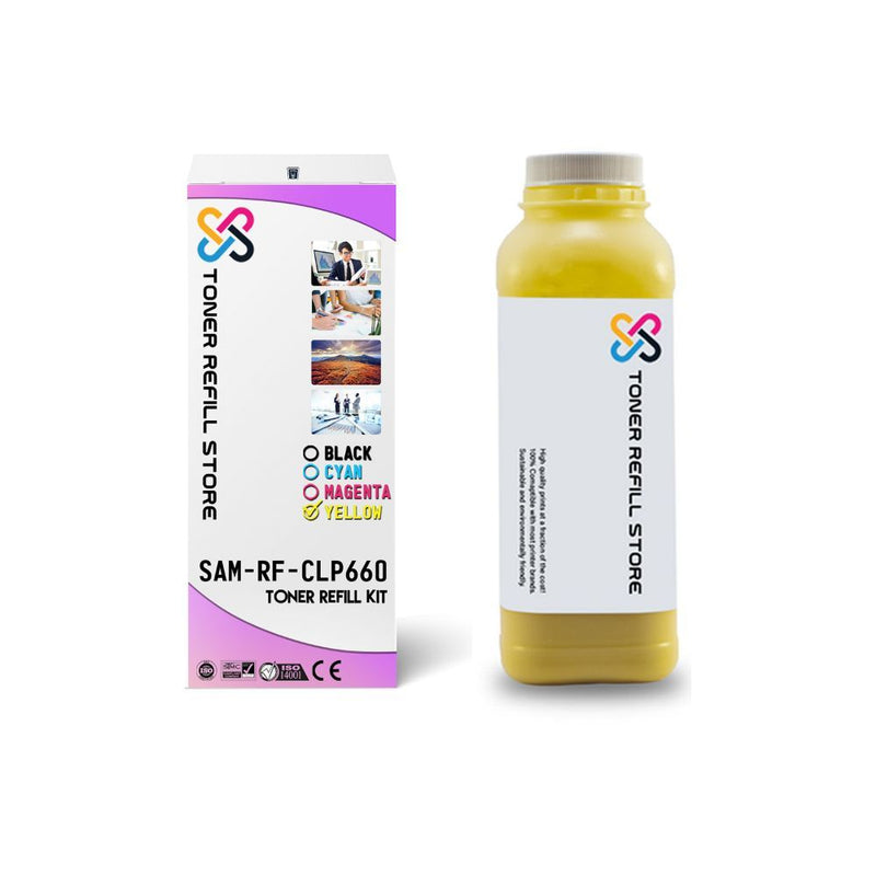 Yellow Toner Refill Kit With Reset Chip compatible with the Samsung CLP-660
